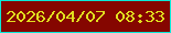 文字の大きさ：5、枠の色：0be9d7、背景の色：850600、文字の色：e1df1f 無料ブログパーツのブログ時計