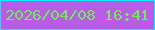 文字の大きさ：2、枠の色：0becf8、背景の色：ba5be7、文字の色：70eb59 無料ブログパーツのブログ時計