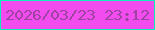文字の大きさ：2、枠の色：0bf0ba、背景の色：f24bee、文字の色：9e43a2 無料ブログパーツのブログ時計