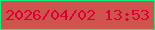 文字の大きさ：3、枠の色：0bf37f、背景の色：cf544d、文字の色：d90232 無料ブログパーツのブログ時計