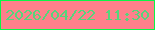 文字の大きさ：2、枠の色：0bf547、背景の色：fe808b、文字の色：55d57b 無料ブログパーツのブログ時計