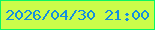 文字の大きさ：3、枠の色：0bf663、背景の色：cbfd4a、文字の色：168edf 無料ブログパーツのブログ時計