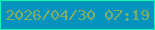 文字の大きさ：2、枠の色：0bfcae、背景の色：0393bc、文字の色：7eae68 無料ブログパーツのブログ時計