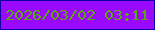 文字の大きさ：3、枠の色：0c00a3、背景の色：9809fe、文字の色：5aa908 無料ブログパーツのブログ時計