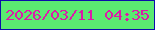 文字の大きさ：3、枠の色：0c0daa、背景の色：5aea71、文字の色：dd19a9 無料ブログパーツのブログ時計