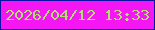 文字の大きさ：2、枠の色：0c12a4、背景の色：f417f4、文字の色：b1df70 無料ブログパーツのブログ時計