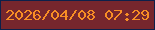 文字の大きさ：1、枠の色：0c204a、背景の色：76262d、文字の色：f88e25 無料ブログパーツのブログ時計