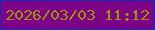 文字の大きさ：5、枠の色：0c30b1、背景の色：7d0287、文字の色：9e9403 無料ブログパーツのブログ時計