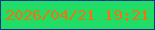 文字の大きさ：4、枠の色：0c3690、背景の色：21dd65、文字の色：ee750d 無料ブログパーツのブログ時計