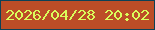 文字の大きさ：1、枠の色：0c4156、背景の色：bc4d27、文字の色：dafd5b 無料ブログパーツのブログ時計