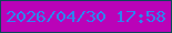 文字の大きさ：2、枠の色：0c4958、背景の色：ba03b8、文字の色：2f83ef 無料ブログパーツのブログ時計