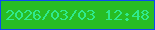 文字の大きさ：1、枠の色：0c4af1、背景の色：27bd24、文字の色：2fe98e 無料ブログパーツのブログ時計