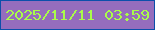 文字の大きさ：5、枠の色：0c4faa、背景の色：956dbd、文字の色：a9fc4a 無料ブログパーツのブログ時計