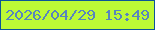 文字の大きさ：4、枠の色：0c5598、背景の色：bdfa35、文字の色：5785be 無料ブログパーツのブログ時計