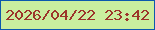 文字の大きさ：5、枠の色：0c59ae、背景の色：caee9f、文字の色：9c352b 無料ブログパーツのブログ時計