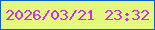 文字の大きさ：5、枠の色：0c5cc9、背景の色：e6f97f、文字の色：ca31e9 無料ブログパーツのブログ時計