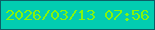 文字の大きさ：2、枠の色：0c5e66、背景の色：02cdb1、文字の色：83f50d 無料ブログパーツのブログ時計