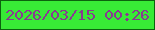 文字の大きさ：2、枠の色：0c620e、背景の色：38ea36、文字の色：893991 無料ブログパーツのブログ時計