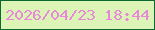文字の大きさ：4、枠の色：0c6931、背景の色：dcf5b6、文字の色：e888d9 無料ブログパーツのブログ時計