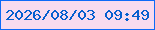 文字の大きさ：2、枠の色：0c6af8、背景の色：f7dbef、文字の色：055fcf 無料ブログパーツのブログ時計