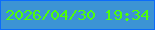 文字の大きさ：1、枠の色：0c6cfa、背景の色：3c94d4、文字の色：4eff09 無料ブログパーツのブログ時計