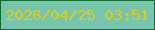 文字の大きさ：2、枠の色：0c6d33、背景の色：76c5ac、文字の色：dccd24 無料ブログパーツのブログ時計
