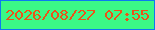 文字の大きさ：5、枠の色：0c79f1、背景の色：3bf886、文字の色：ec5218 無料ブログパーツのブログ時計