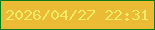 文字の大きさ：1、枠の色：0c7c14、背景の色：ebbb35、文字の色：f0ec65 無料ブログパーツのブログ時計