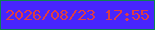 文字の大きさ：3、枠の色：0c8352、背景の色：4825fd、文字の色：de3e44 無料ブログパーツのブログ時計
