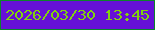 文字の大きさ：2、枠の色：0c842b、背景の色：6610d7、文字の色：81d20d 無料ブログパーツのブログ時計