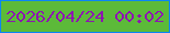 文字の大きさ：1、枠の色：0c85f3、背景の色：5cba39、文字の色：8c18ae 無料ブログパーツのブログ時計