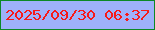 文字の大きさ：2、枠の色：0c8925、背景の色：9eb1fa、文字の色：f71919 無料ブログパーツのブログ時計