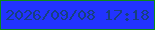 文字の大きさ：1、枠の色：0c8b17、背景の色：2233ff、文字の色：174080 無料ブログパーツのブログ時計