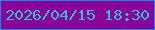 文字の大きさ：1、枠の色：0c8bef、背景の色：890496、文字の色：34bdd7 無料ブログパーツのブログ時計
