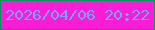 文字の大きさ：4、枠の色：0c9064、背景の色：f91ed6、文字の色：79a1fb 無料ブログパーツのブログ時計
