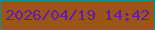 文字の大きさ：3、枠の色：0c9190、背景の色：9b5518、文字の色：6619ad 無料ブログパーツのブログ時計