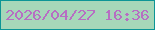 文字の大きさ：4、枠の色：0c9596、背景の色：a6d7b9、文字の色：b76ec3 無料ブログパーツのブログ時計
