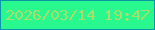 文字の大きさ：2、枠の色：0c96a5、背景の色：29f88e、文字の色：aade6d 無料ブログパーツのブログ時計