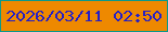 文字の大きさ：5、枠の色：0c988a、背景の色：ee8900、文字の色：251fc6 無料ブログパーツのブログ時計