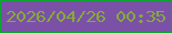 文字の大きさ：4、枠の色：0ca532、背景の色：7b51a7、文字の色：85ab38 無料ブログパーツのブログ時計