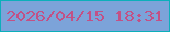 文字の大きさ：2、枠の色：0cafba、背景の色：7ca3d9、文字の色：c25186 無料ブログパーツのブログ時計