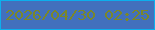 文字の大きさ：3、枠の色：0cafed、背景の色：4270bd、文字の色：7b872a 無料ブログパーツのブログ時計