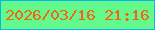 文字の大きさ：5、枠の色：0cb3f2、背景の色：63fa8b、文字の色：f76316 無料ブログパーツのブログ時計