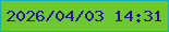 文字の大きさ：1、枠の色：0cb5b4、背景の色：6dc932、文字の色：2a1299 無料ブログパーツのブログ時計