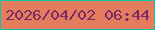 文字の大きさ：3、枠の色：0cc4a6、背景の色：e47c5e、文字の色：7a2b65 無料ブログパーツのブログ時計