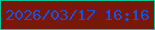 文字の大きさ：2、枠の色：0cc59a、背景の色：78180b、文字の色：1d52db 無料ブログパーツのブログ時計