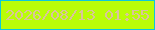 文字の大きさ：2、枠の色：0cc8da、背景の色：b9fd07、文字の色：dac49b 無料ブログパーツのブログ時計