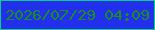 文字の大きさ：1、枠の色：0ccd84、背景の色：222fed、文字の色：179020 無料ブログパーツのブログ時計