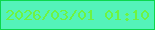 文字の大きさ：4、枠の色：0cd74c、背景の色：54f3b9、文字の色：6ef341 無料ブログパーツのブログ時計