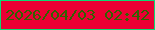 文字の大きさ：1、枠の色：0cda73、背景の色：eb0034、文字の色：326201 無料ブログパーツのブログ時計